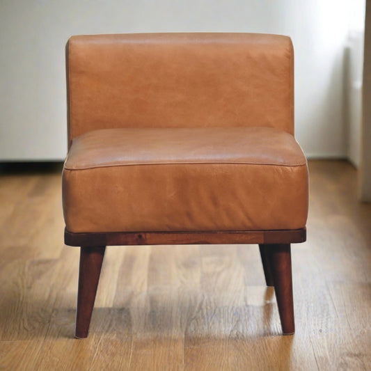 Tan Buffalo Backrest Footstool