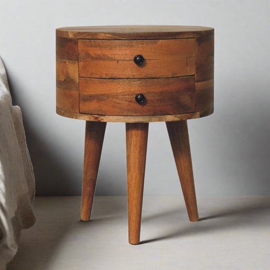 Odyssey Oak Tripod Bedside with 2 Drawers