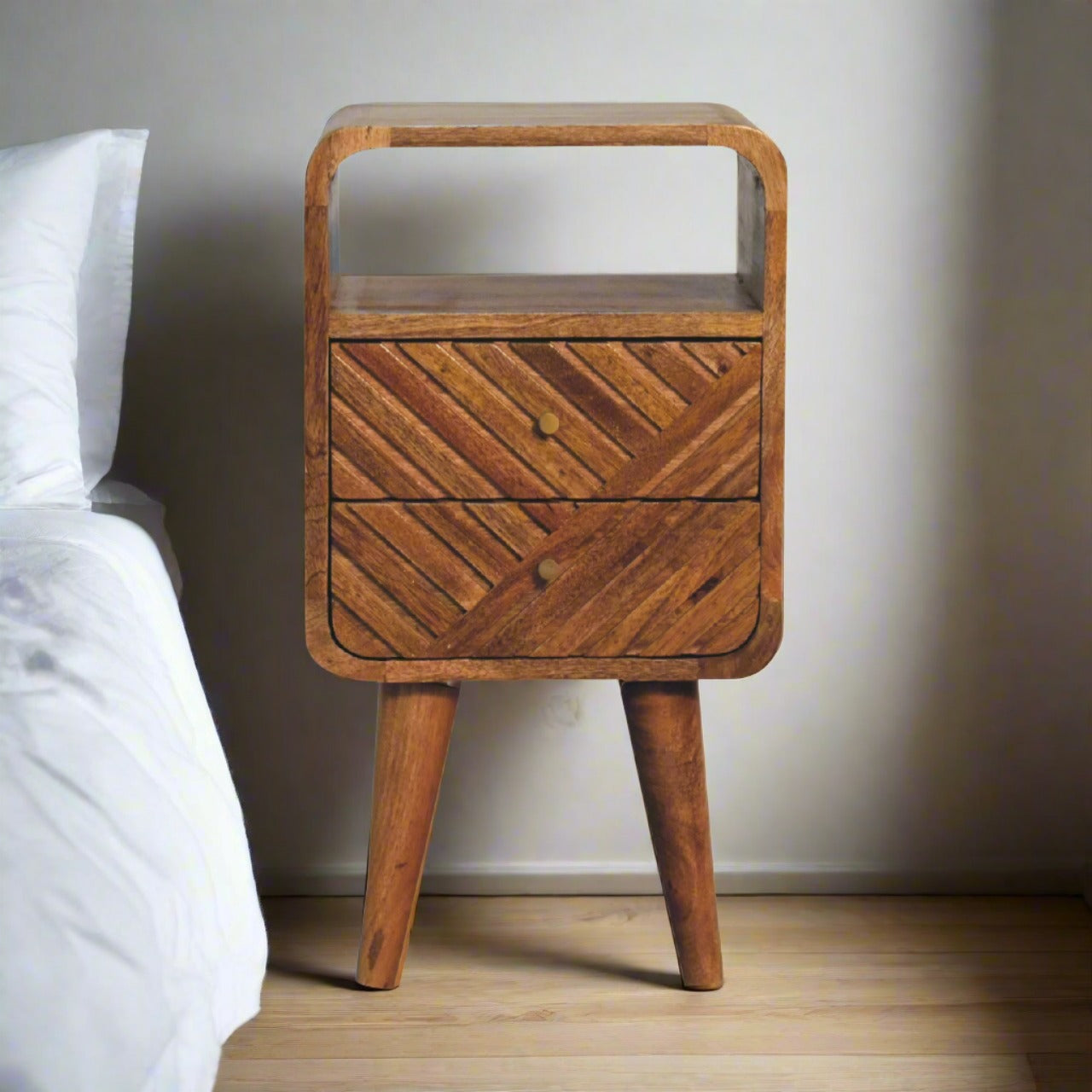 Mini Lille Curved Bedside with 2 Drawers