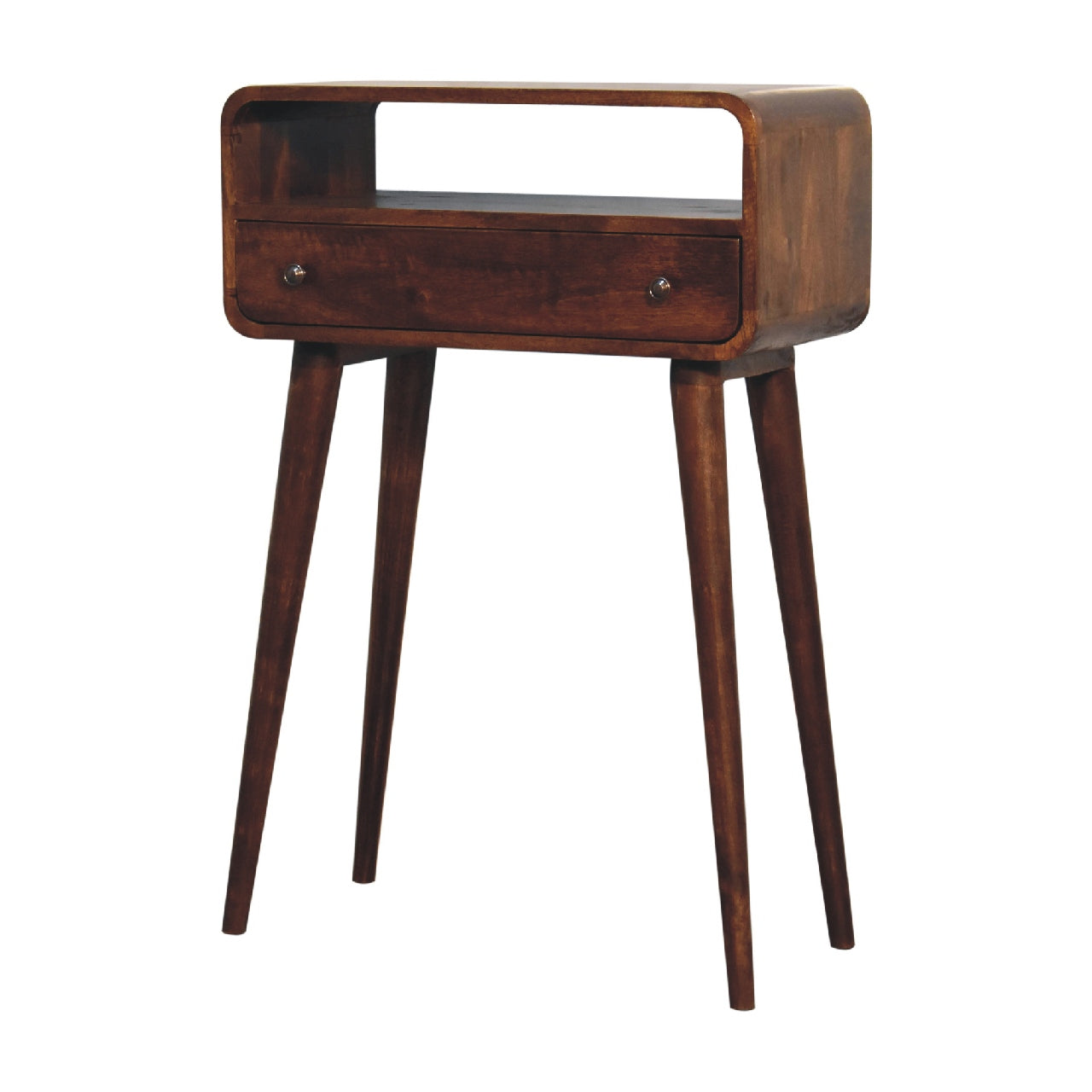 Chestnut Nordic Style One Drawer & One Open Slot Mini Console Table