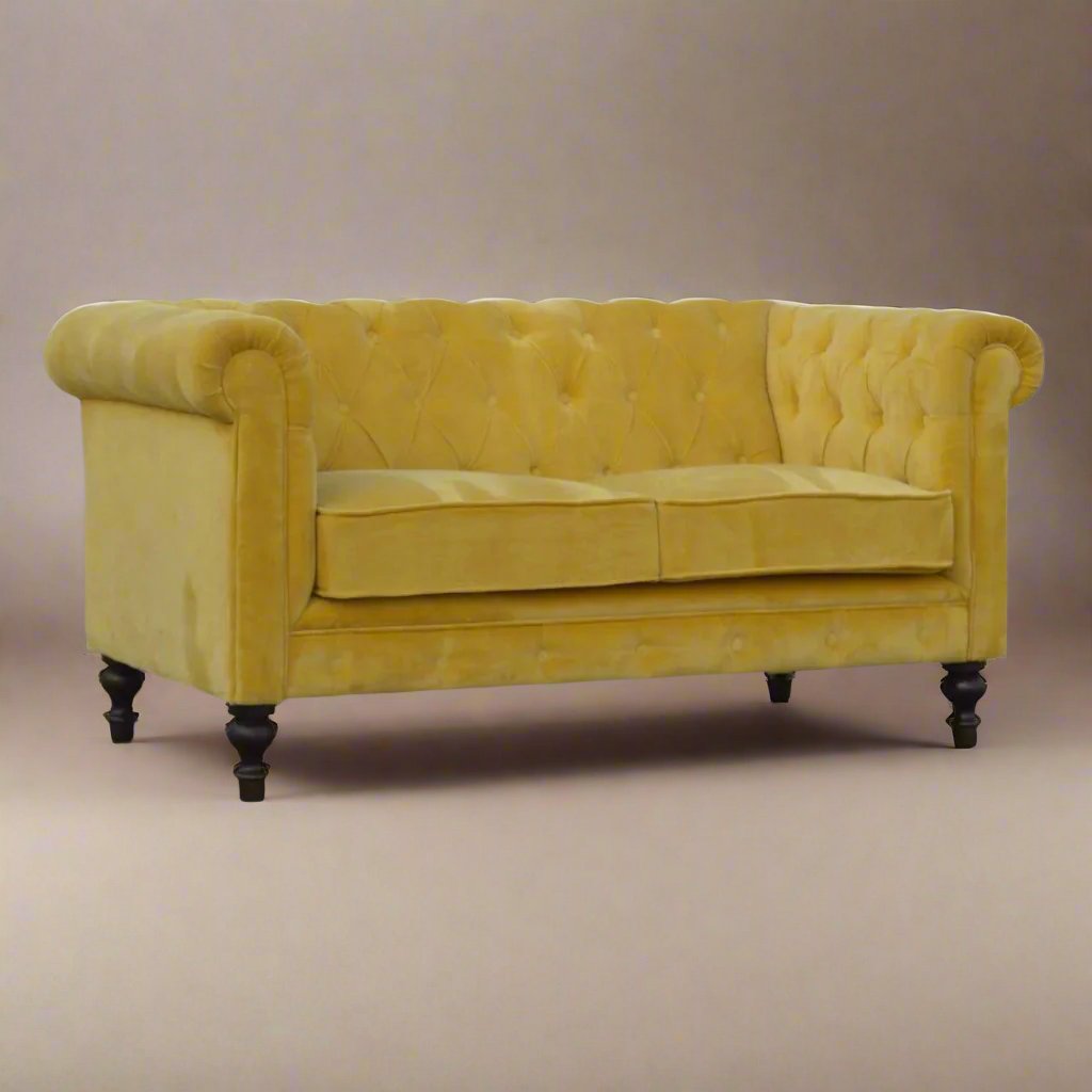 Mustard Velvet Chesterfield Sofa