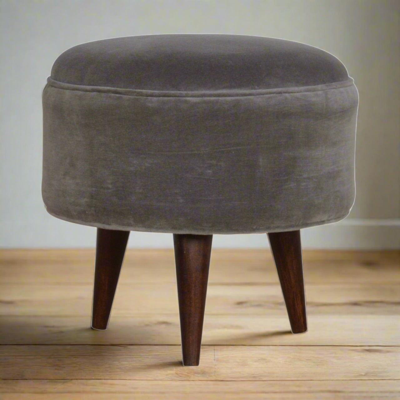 Grey Velvet Nordic Style Footstool