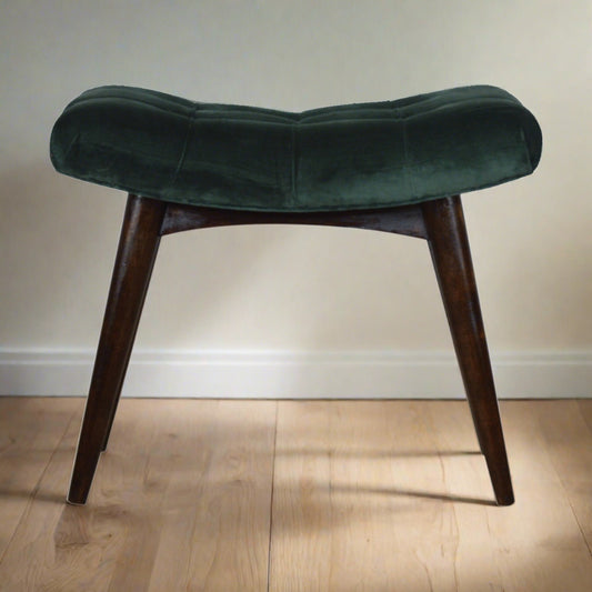 Emerald Velvet Nordic-Style Bench – Luxurious Upholstery with Solid Mango Wood Legs