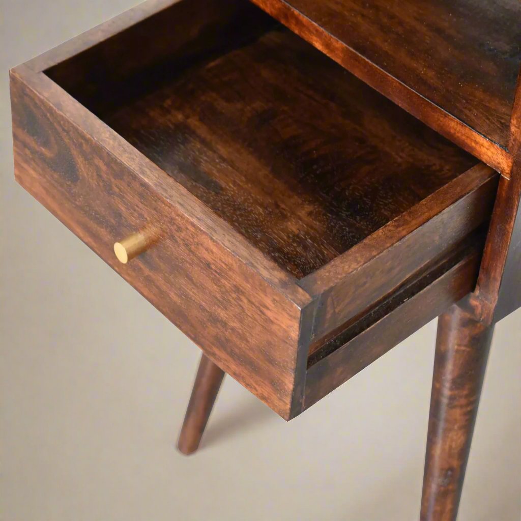 Mini Walnut Bedside table with 1 Drawer