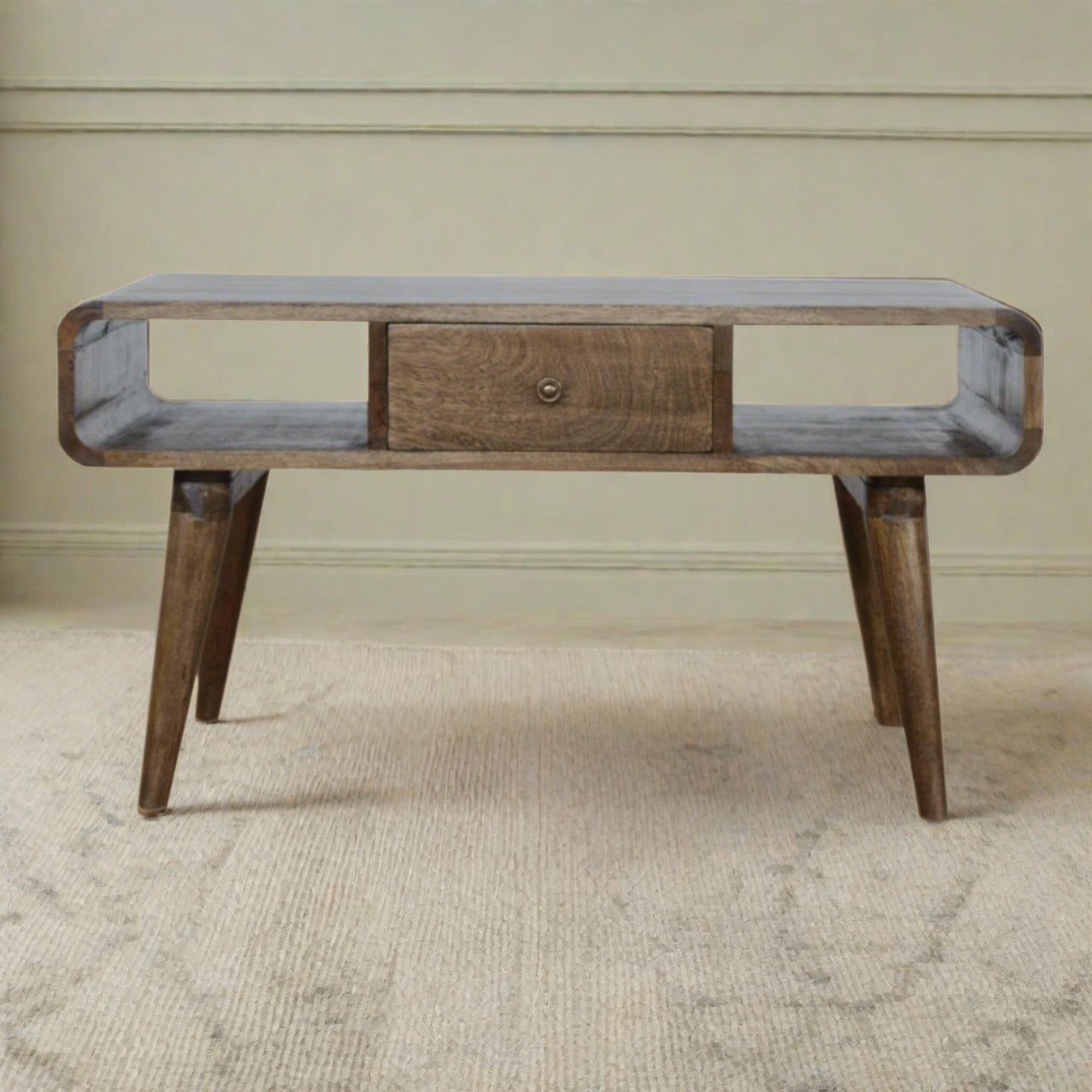 Curved Grey Washed Coffee Table