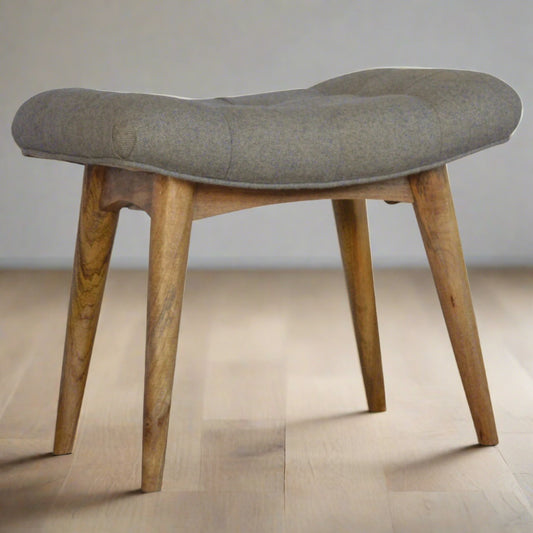 Curved Grey Tweed Bench