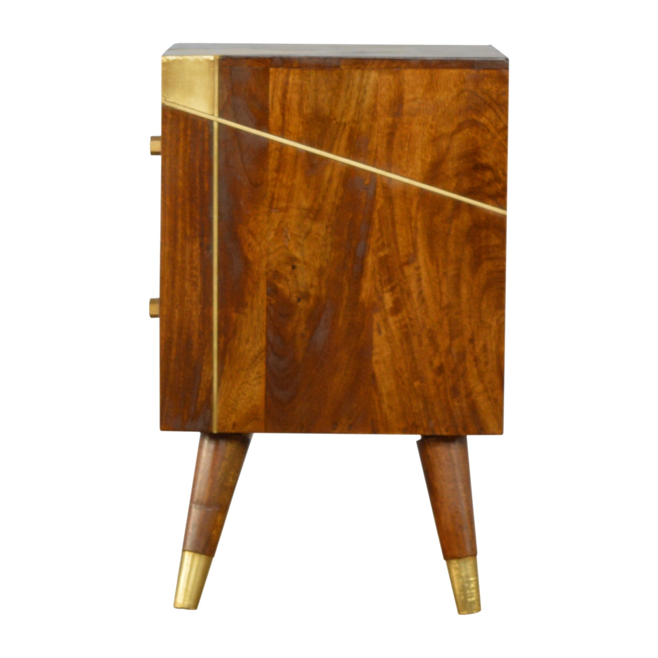 Gold Geometric Chestnut Bedside with 2 Drawers