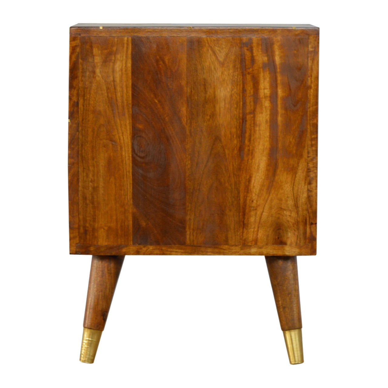 Gold Geometric Chestnut Bedside with 2 Drawers