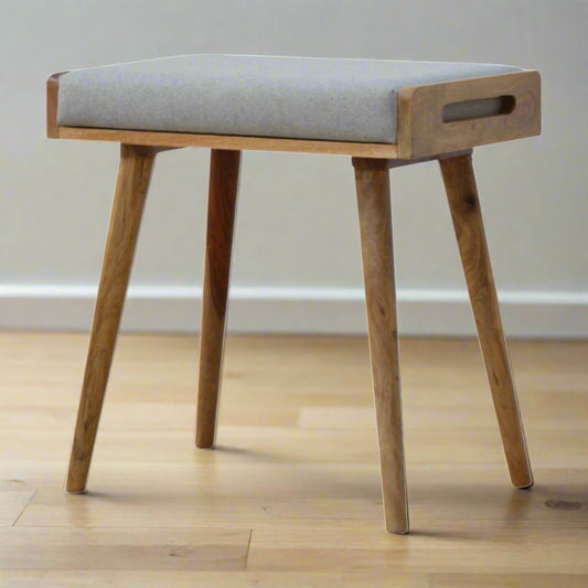 Grey Tweed Tray Style Footstool