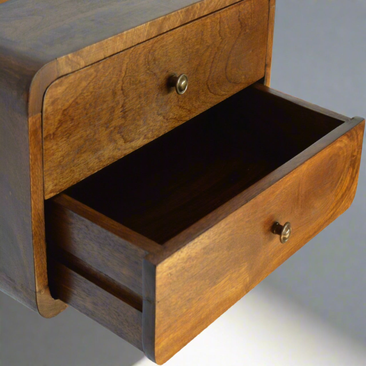 Floating chestnut bedside table