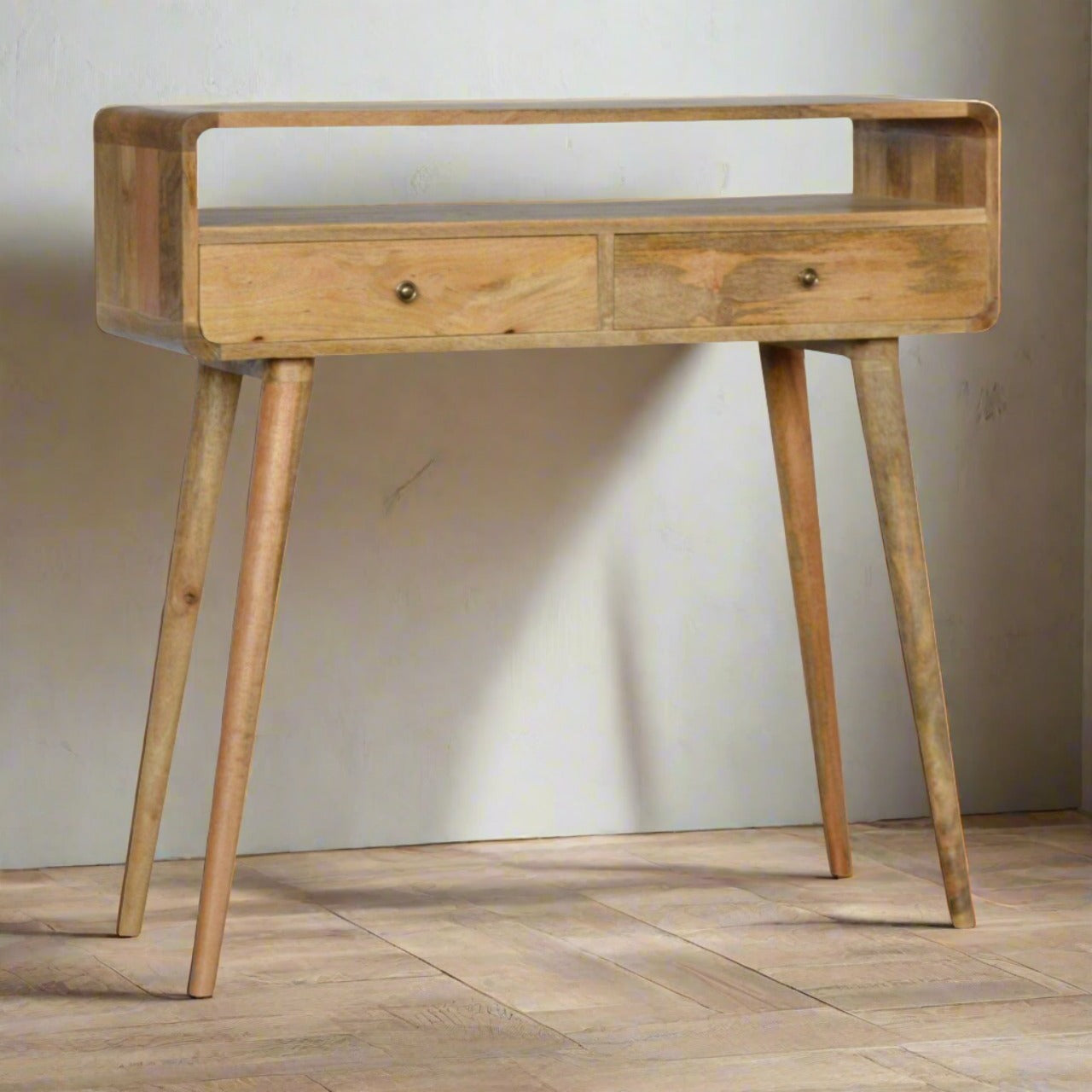 Oak finish console table