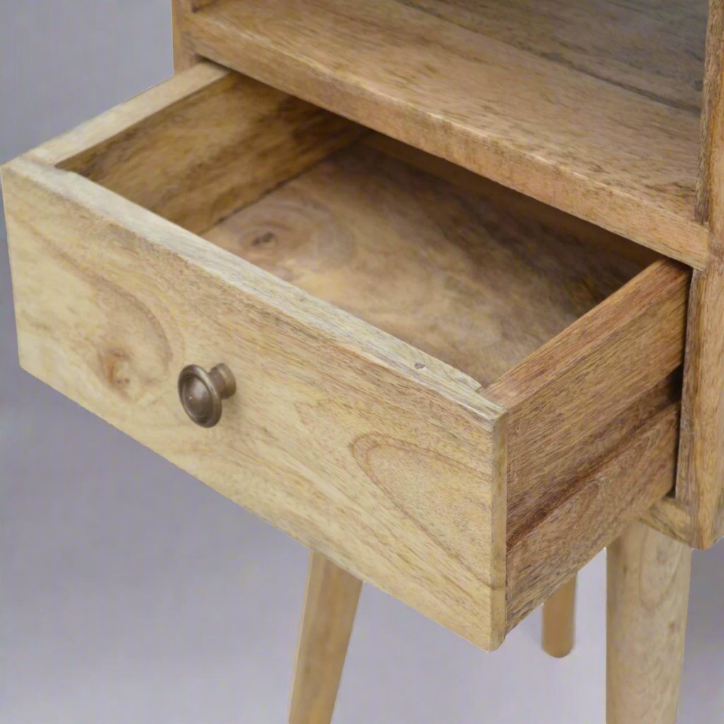 Mini Oak Finish Bedside table with 1 Drawer