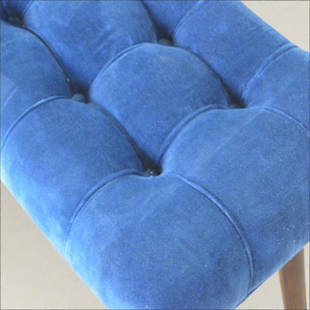 Royal Blue Cotton Velvet Bench